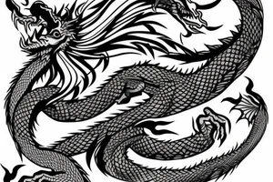 A dragon tattoo that will cover forearm and will turn around the arm. tattoo idea