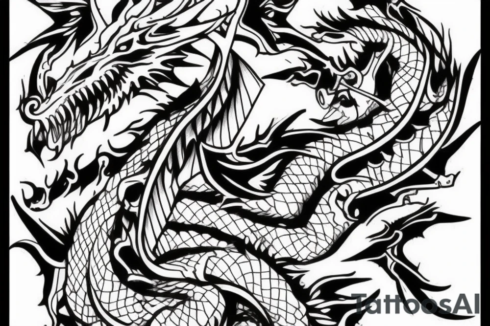 A dragon tattoo that will cover forearm and will turn around the arm. tattoo idea