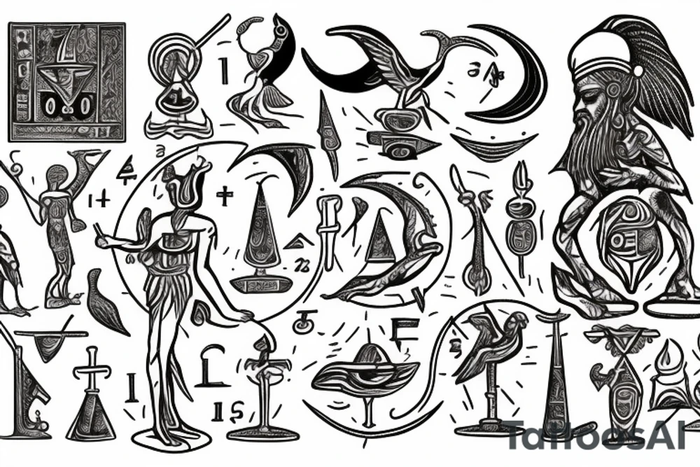 Thoth was the god of the moon, sacred texts, mathematics, the sciences, magic, messenger and recorder of the deities, master of knowledge, and patron of scribes. tattoo idea