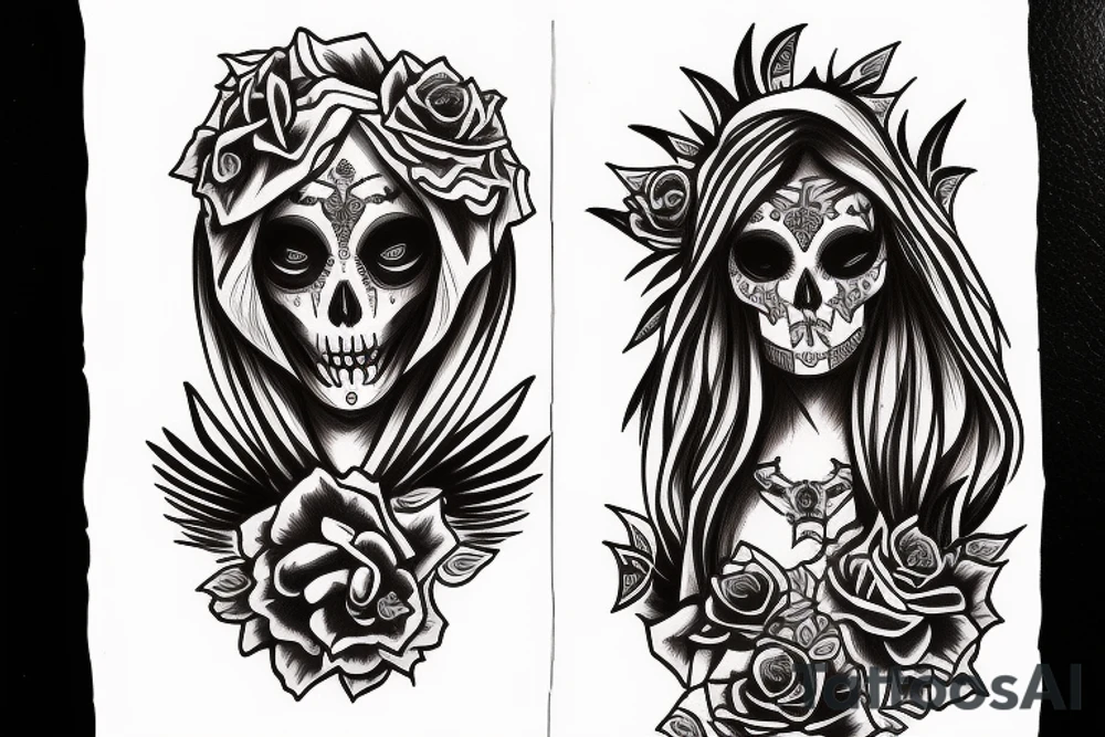 santa muerte girl. Death owls tattoo idea