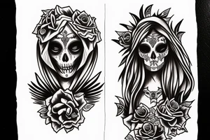 santa muerte girl. Death owls tattoo idea
