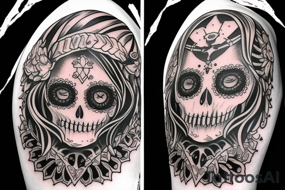 santa muerte girl. Death owls tattoo idea