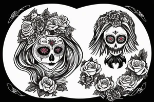 santa muerte girl, near the death and owls and roses tattoo idea