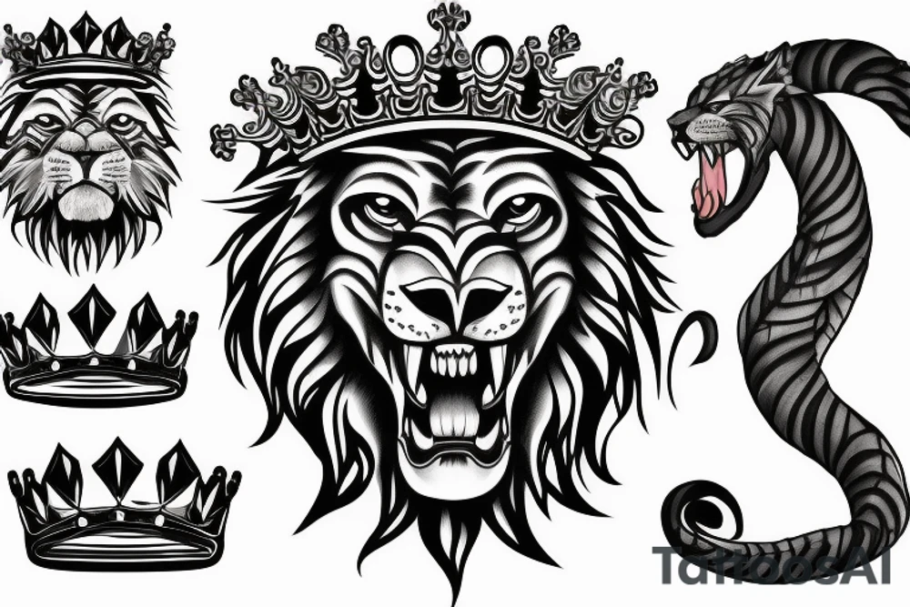 Roaring Lion with crown tattoo idea