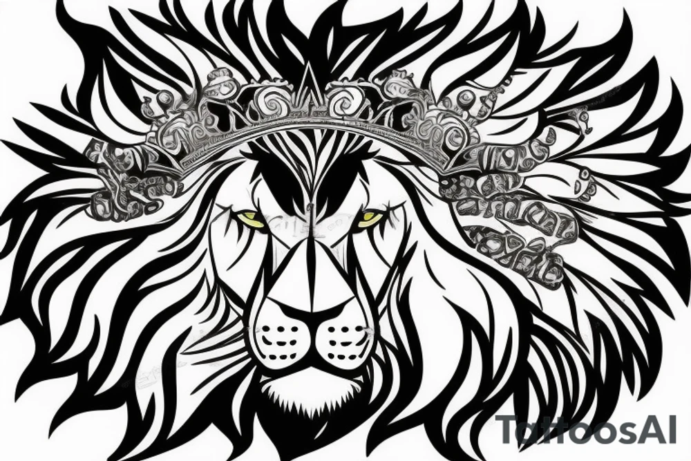 Angry Lion with crown tattoo idea