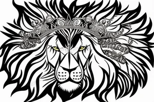 Angry Lion with crown tattoo idea