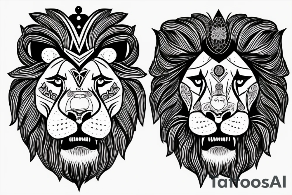 Angry Lion with crown tattoo idea