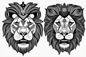 Angry Lion with crown tattoo idea