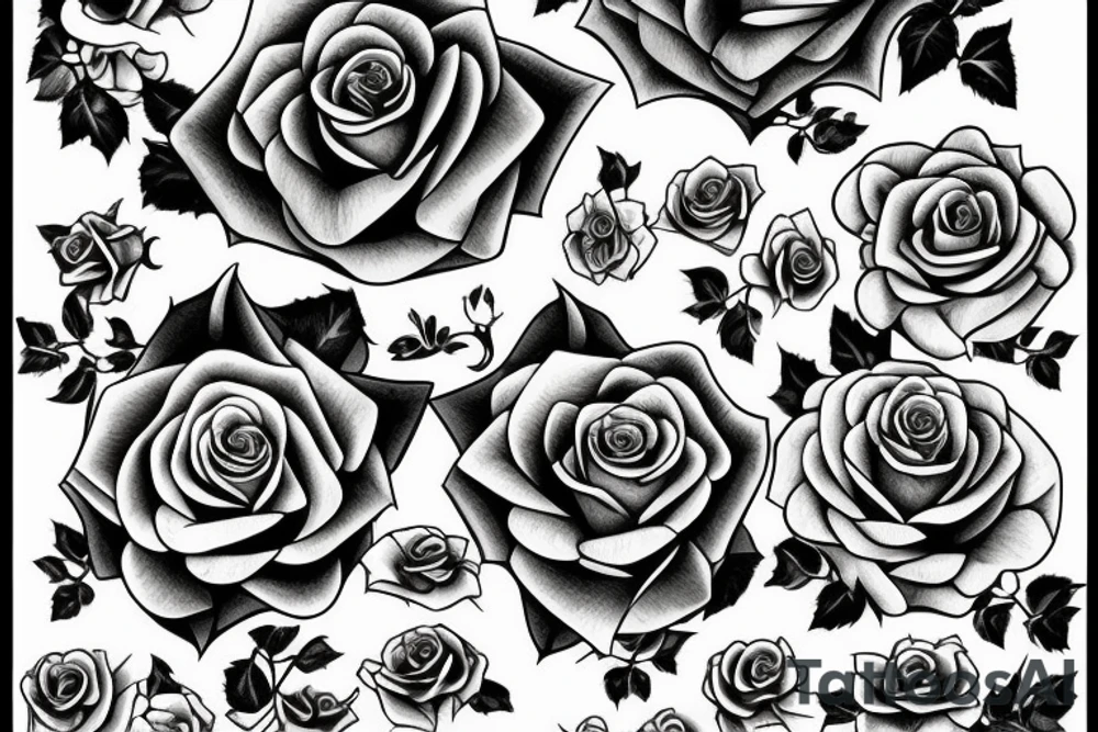 4 roses separated by a vine tattoo idea