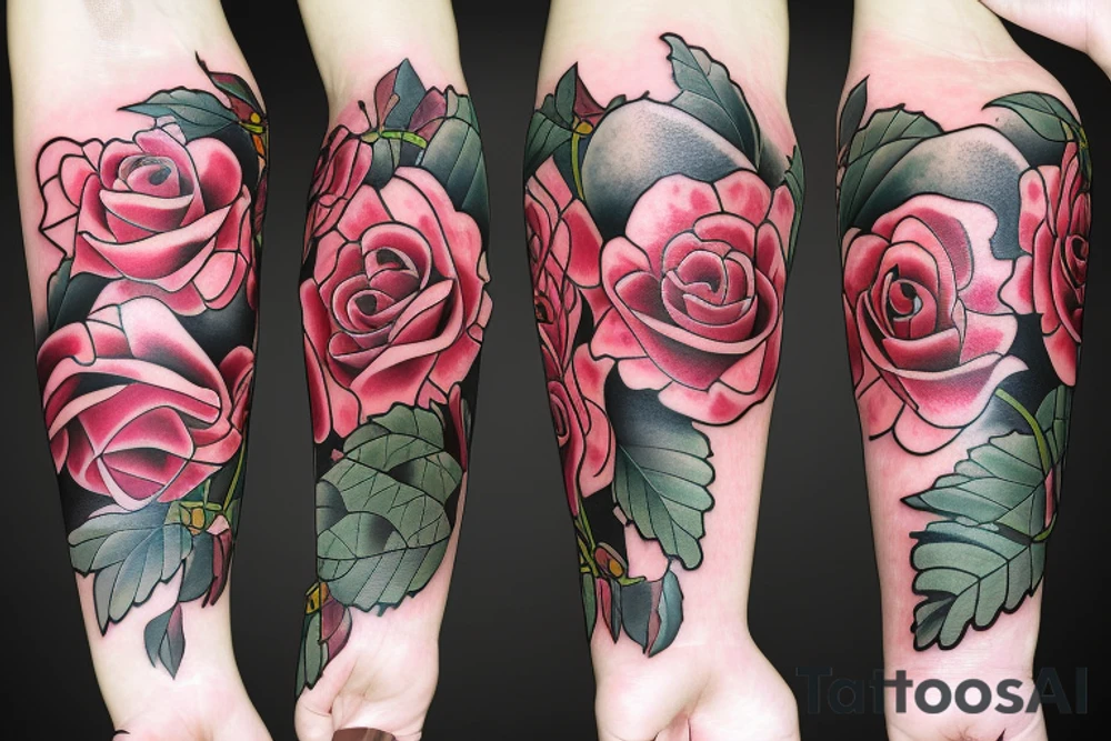 4 roses separated by a vine tattoo idea