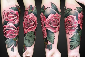 4 roses separated by a vine tattoo idea