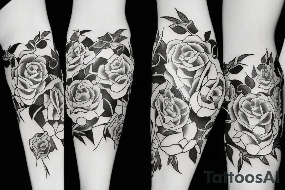 4 roses separated by a vine tattoo idea