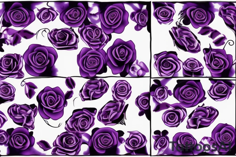 4 purple roses separated by a vine tattoo idea