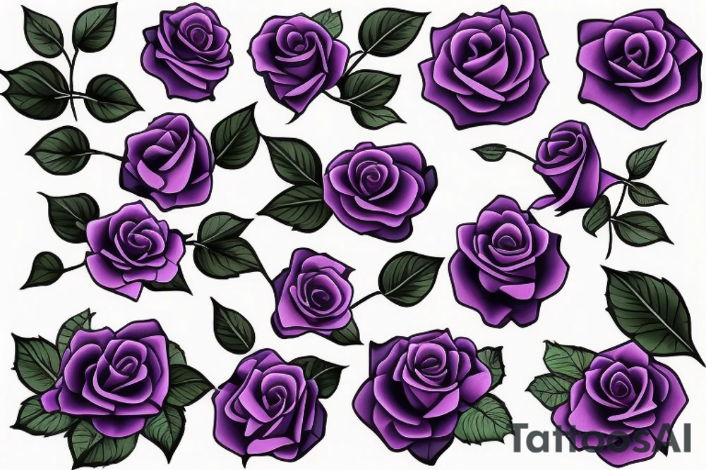 4 purple roses separated by a vine tattoo idea