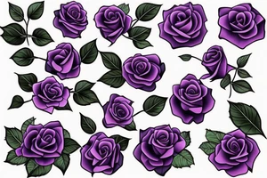 4 purple roses separated by a vine tattoo idea