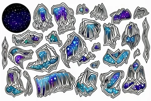 aurora borealis with family tattoo idea