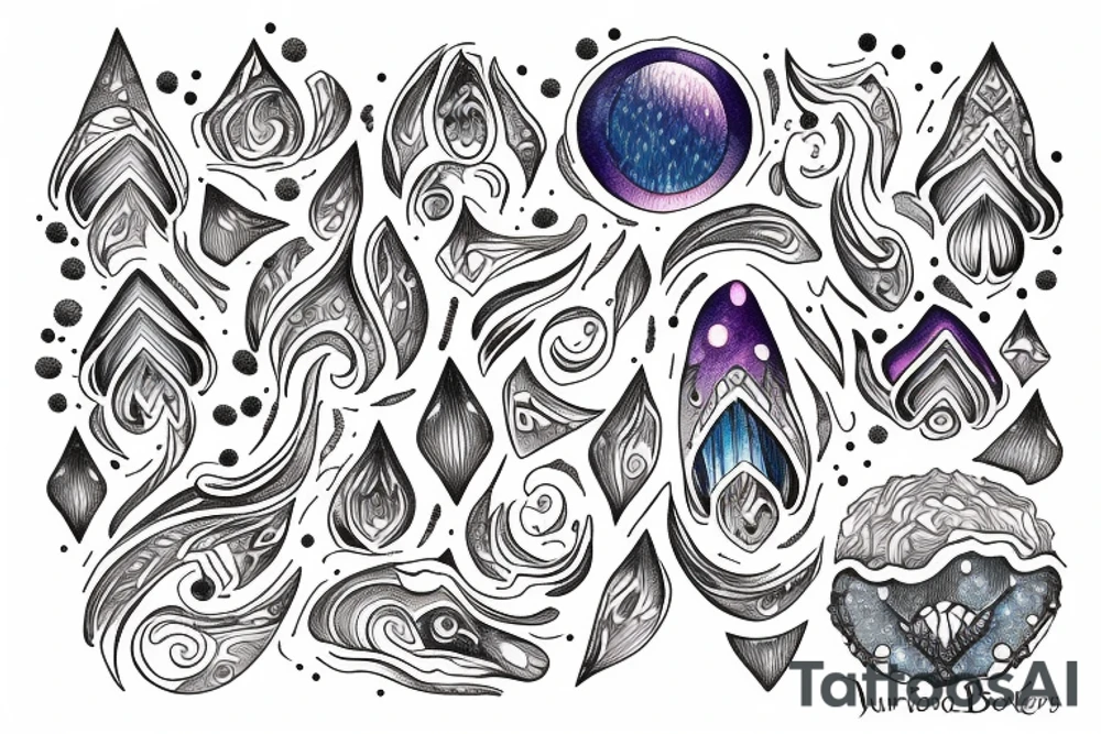 aurora borealis with family tattoo idea