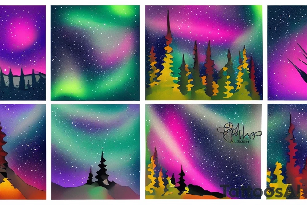aurora borealis with family tattoo idea