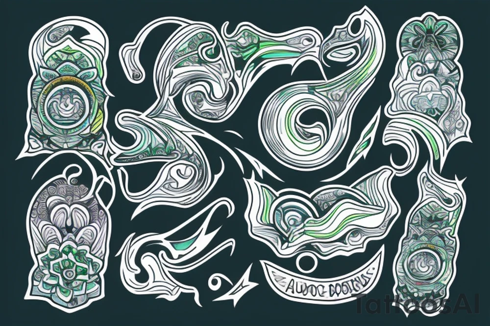 aurora borealis with family tattoo idea