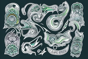aurora borealis with family tattoo idea