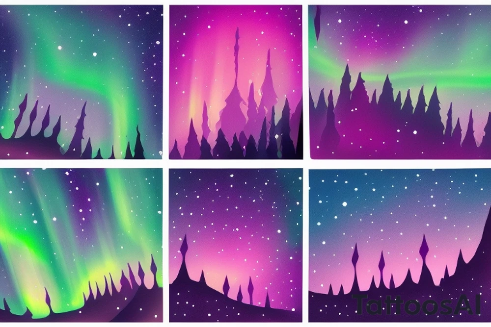 aurora borealis with family tattoo idea