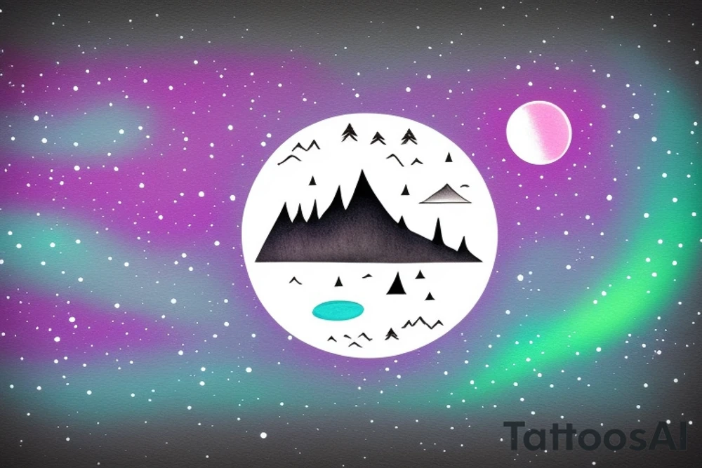 aurora borealis with family tattoo idea