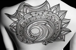 Sun, moon, and star for a vertical back tattoo tattoo idea