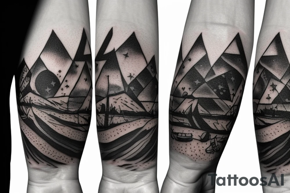 Bridge in the night with stars tattoo idea