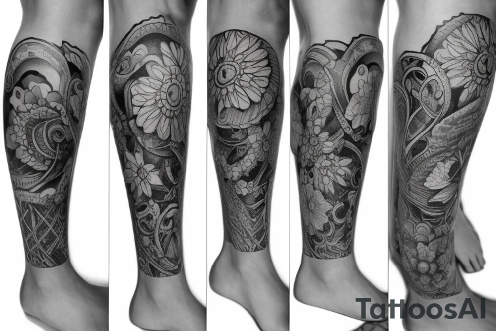 leg sleeve tattoo idea