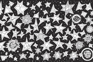 Bridge on a river in the night with stars tattoo idea