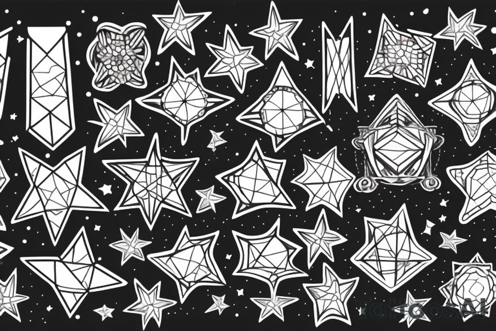 Bridge on a river in the night with stars tattoo idea