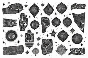 Constellation map with a map of north and south america in latino style tattoo idea