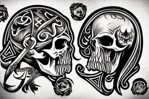 Viking half skull tattoo idea