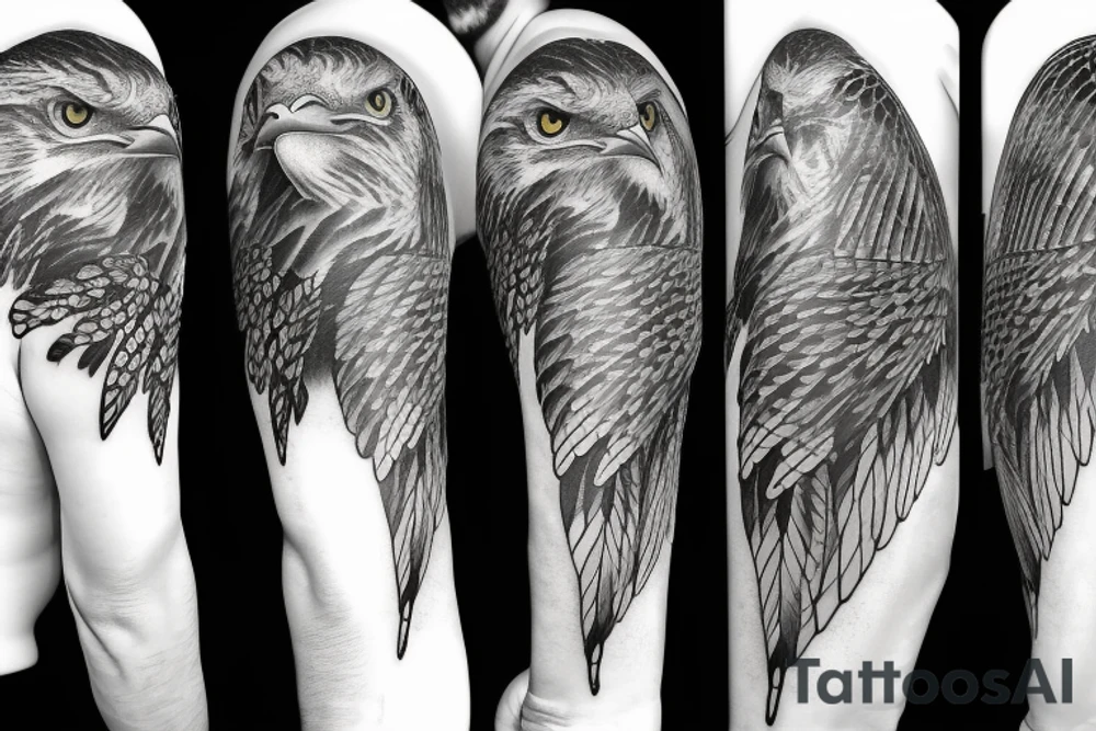 Family tree with eagle flying away tattoo idea