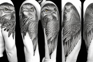 Family tree with eagle flying away tattoo idea