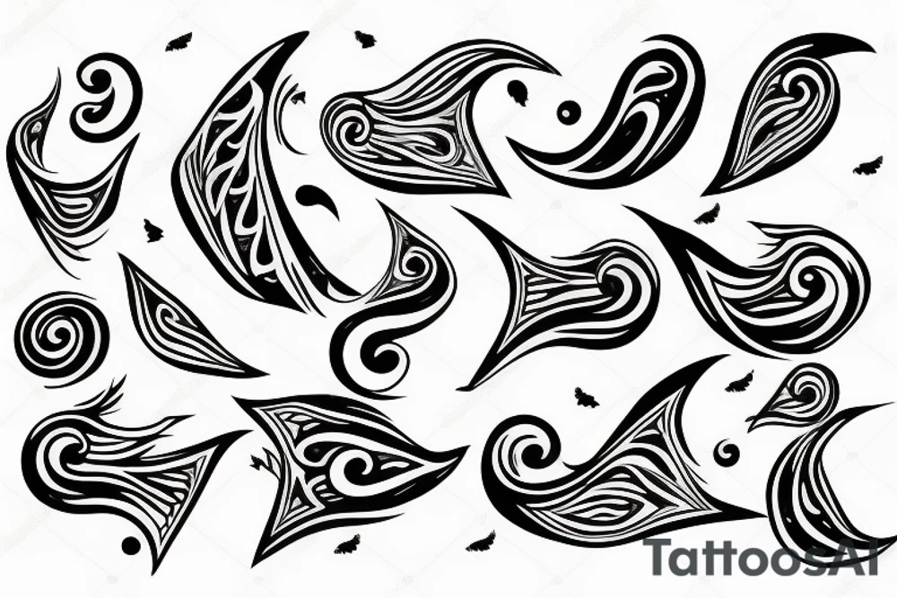 two abstract seagulls and a spiral tattoo idea