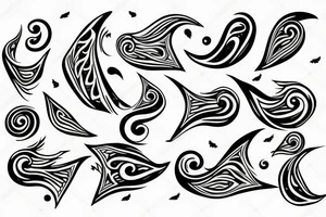 two abstract seagulls and a spiral tattoo idea
