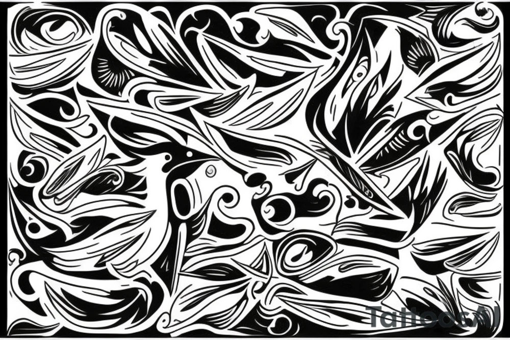 two abstract seagulls tattoo idea
