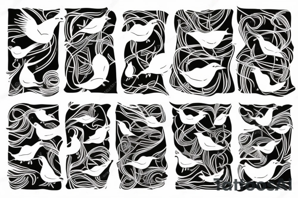 two abstract seagulls tattoo idea