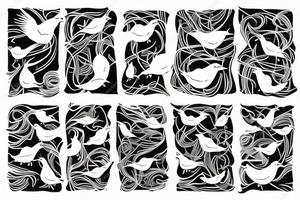 two abstract seagulls tattoo idea
