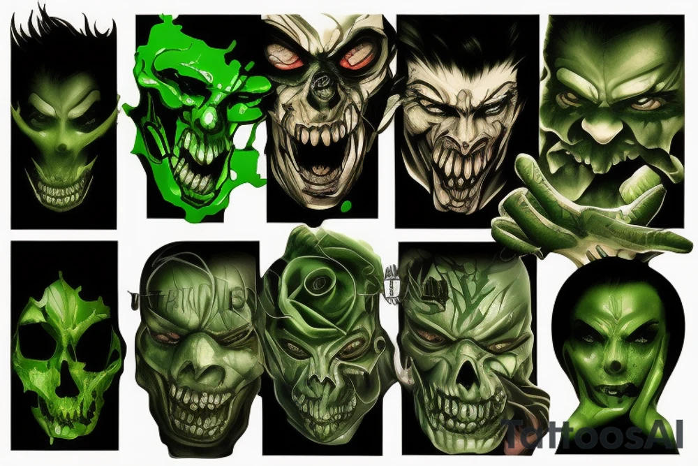 Demon scars green blood tattoo idea