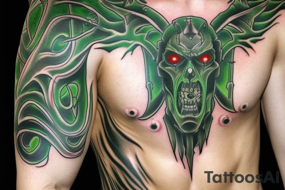 Demon scars green blood tattoo idea