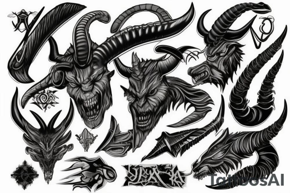 Demon blades horns tattoo idea