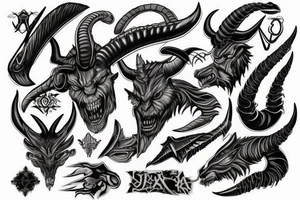 Demon blades horns tattoo idea