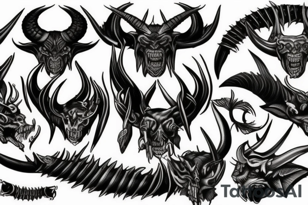 Demon blades horns tattoo idea