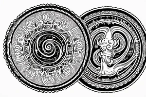 The words glorious and victorious written on a circular style with an ouroboros inside the circle tattoo idea