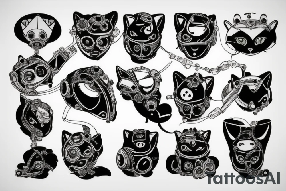 cat robot tattoo idea
