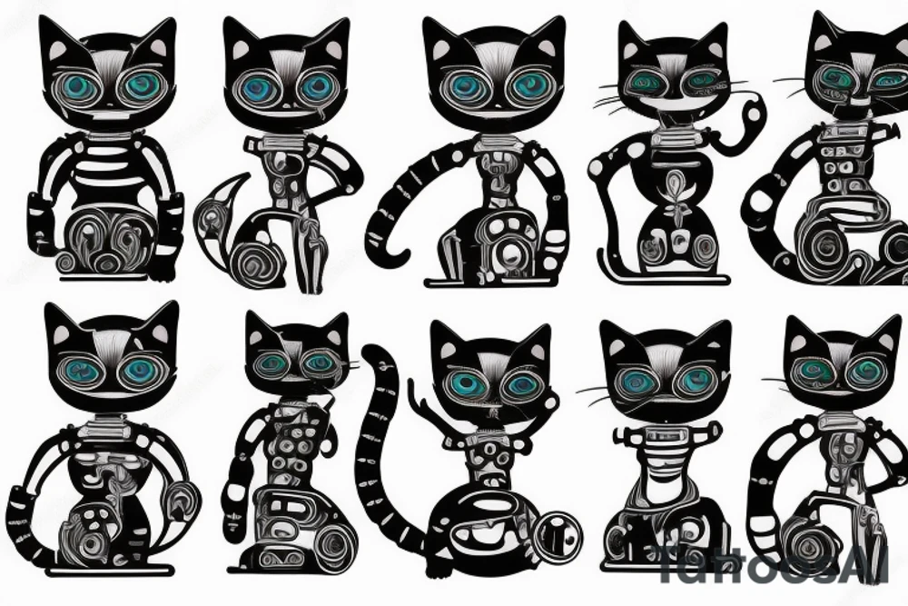 cat robot tattoo idea