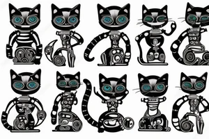 cat robot tattoo idea