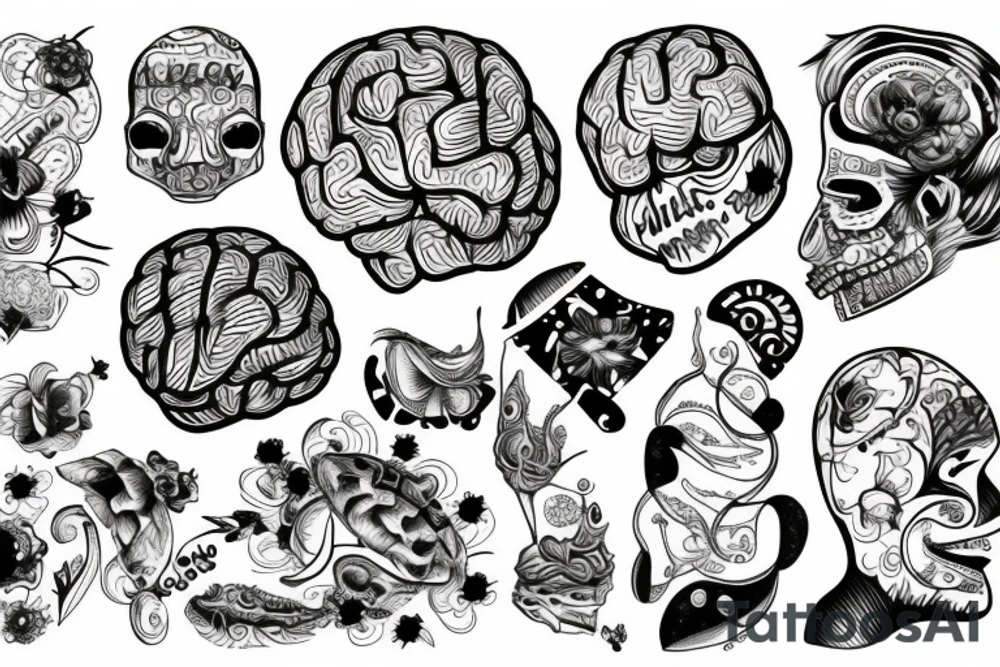 brain and hear combined tattoo idea